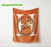 Hermès Inspired Orange Hermes Figure Flannel Throw Blanket IMG_5421